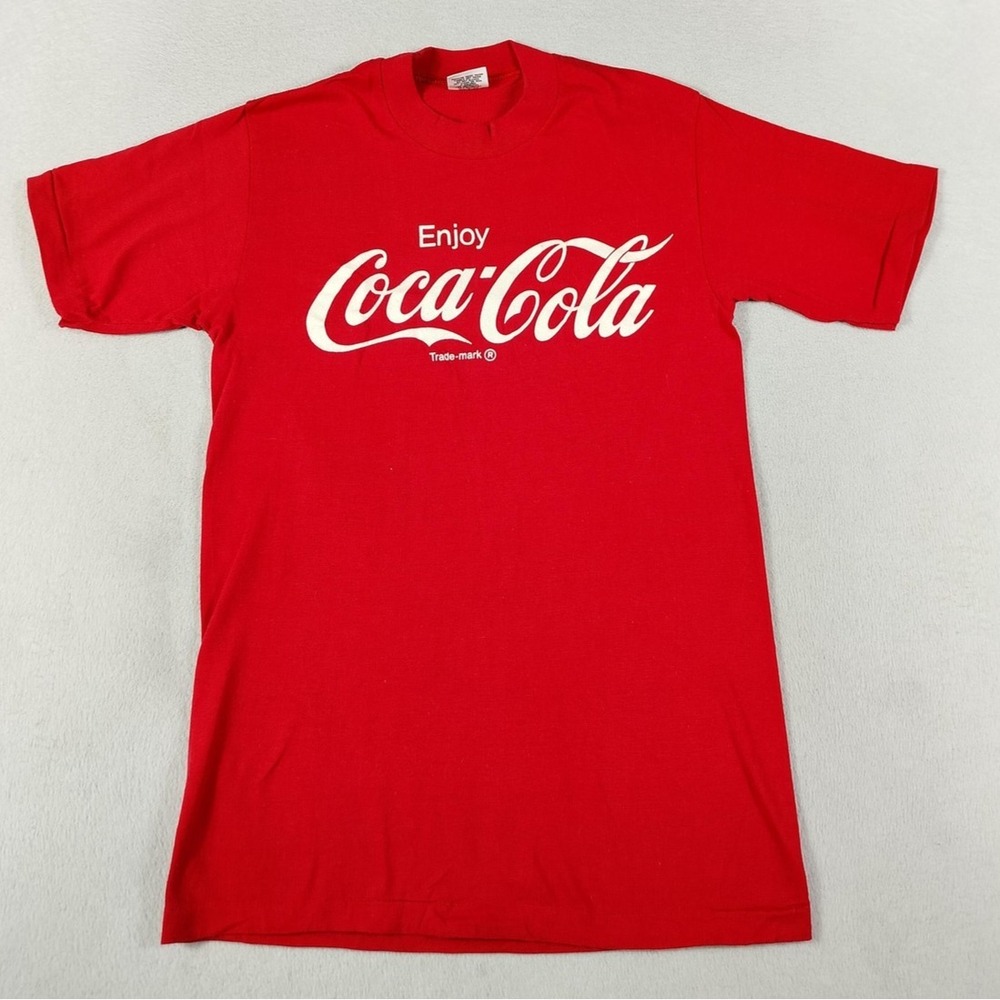 Vintage Coca Cola Downerwear Shirt Mens Medium Red Enjoy Coke Graphic Tee 80s